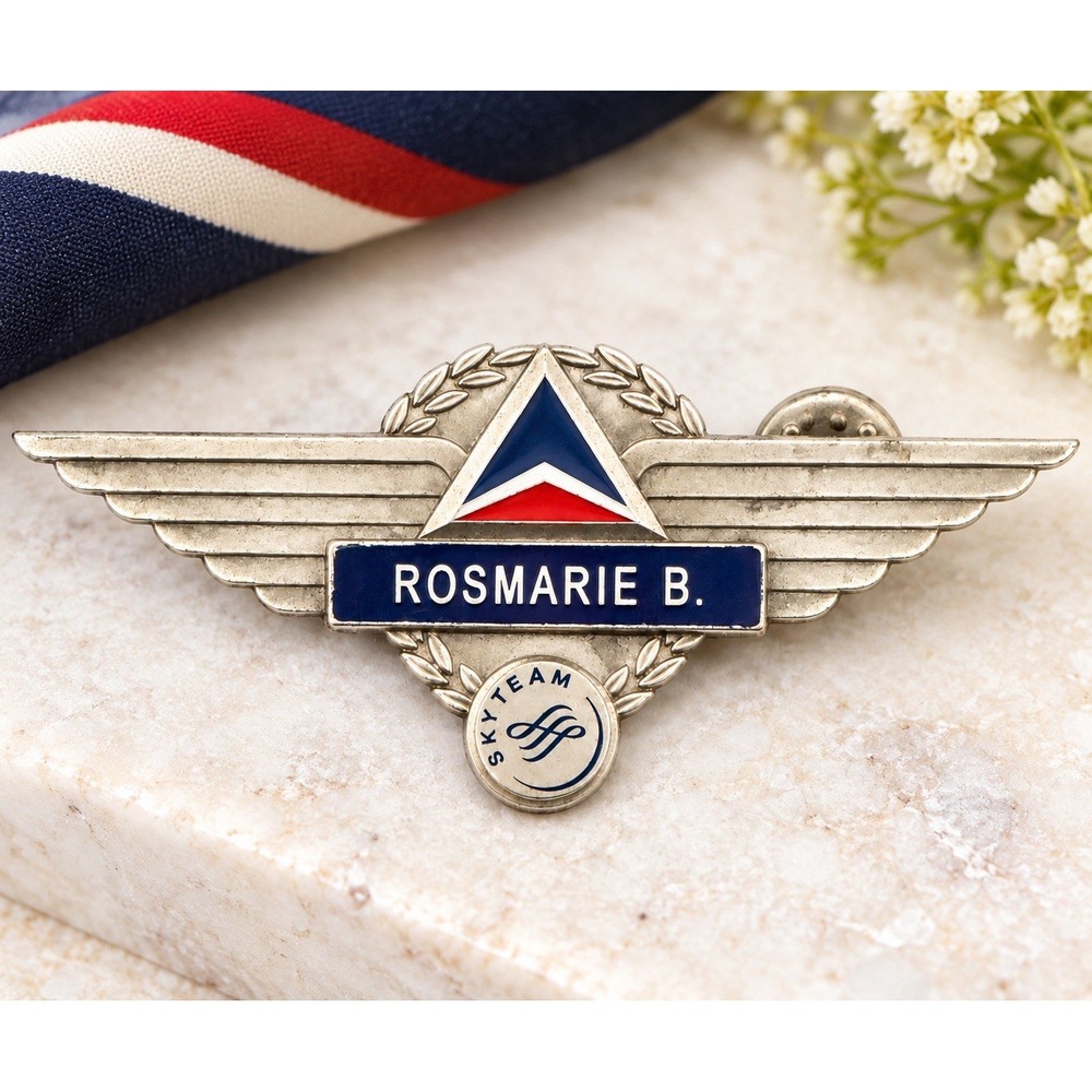 2004-2006 Delta Air Lines SkyTeam Flight Attendant Wings Badge Pin Rosmarie B